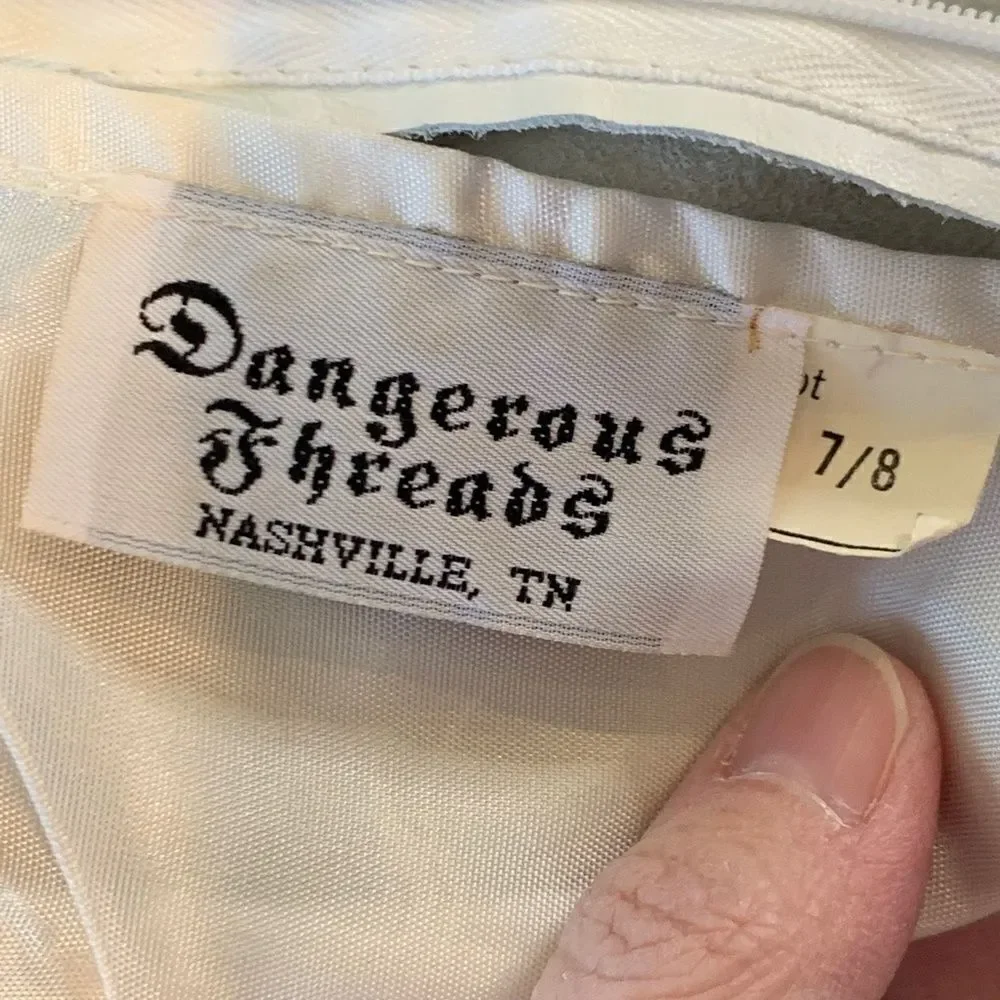 Dangerous Threads Women's 8 white leather with gold bead neck thin strap dress - Picture 11 of 16